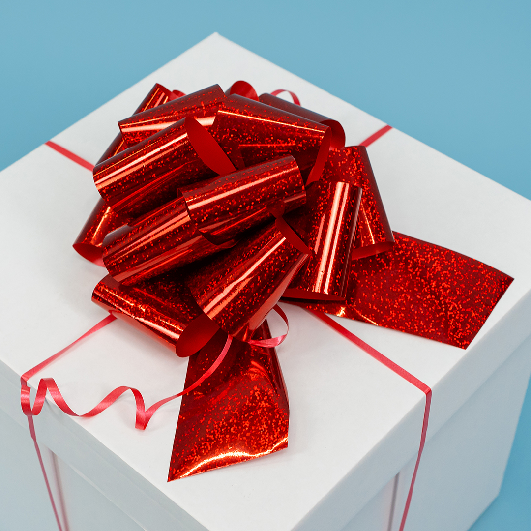 Бант Шар, Красный, Голография, 21 см, 1 шт. в упак. 