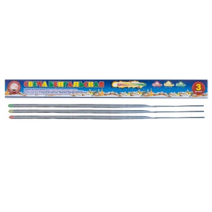 Бенгальский огонь 120 сек, Цветопламенный, Ассорти, 30 см, 3 шт.