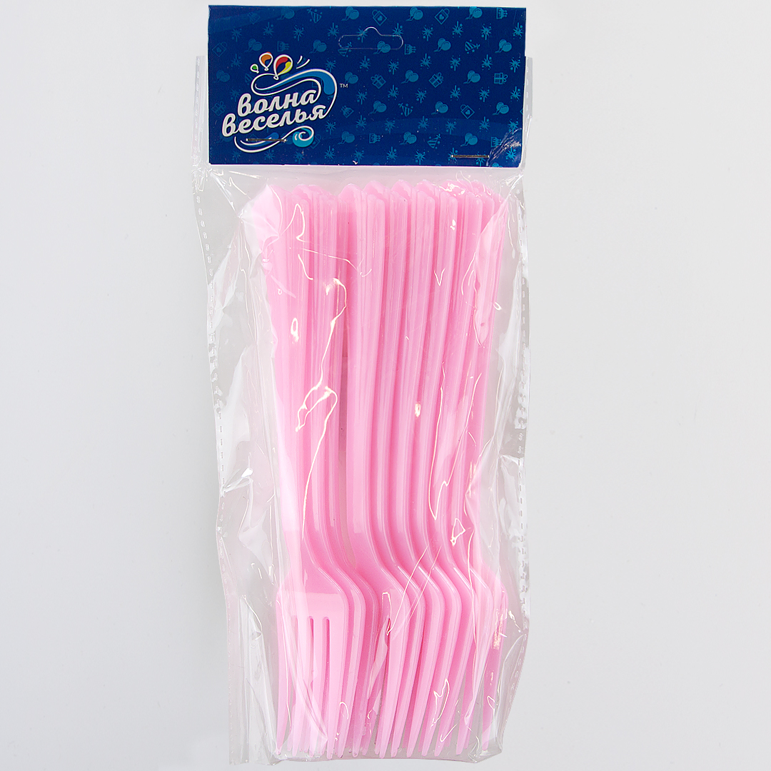 Вилки, Премиум, Розовый, 17 см, 10 шт. в упак. 