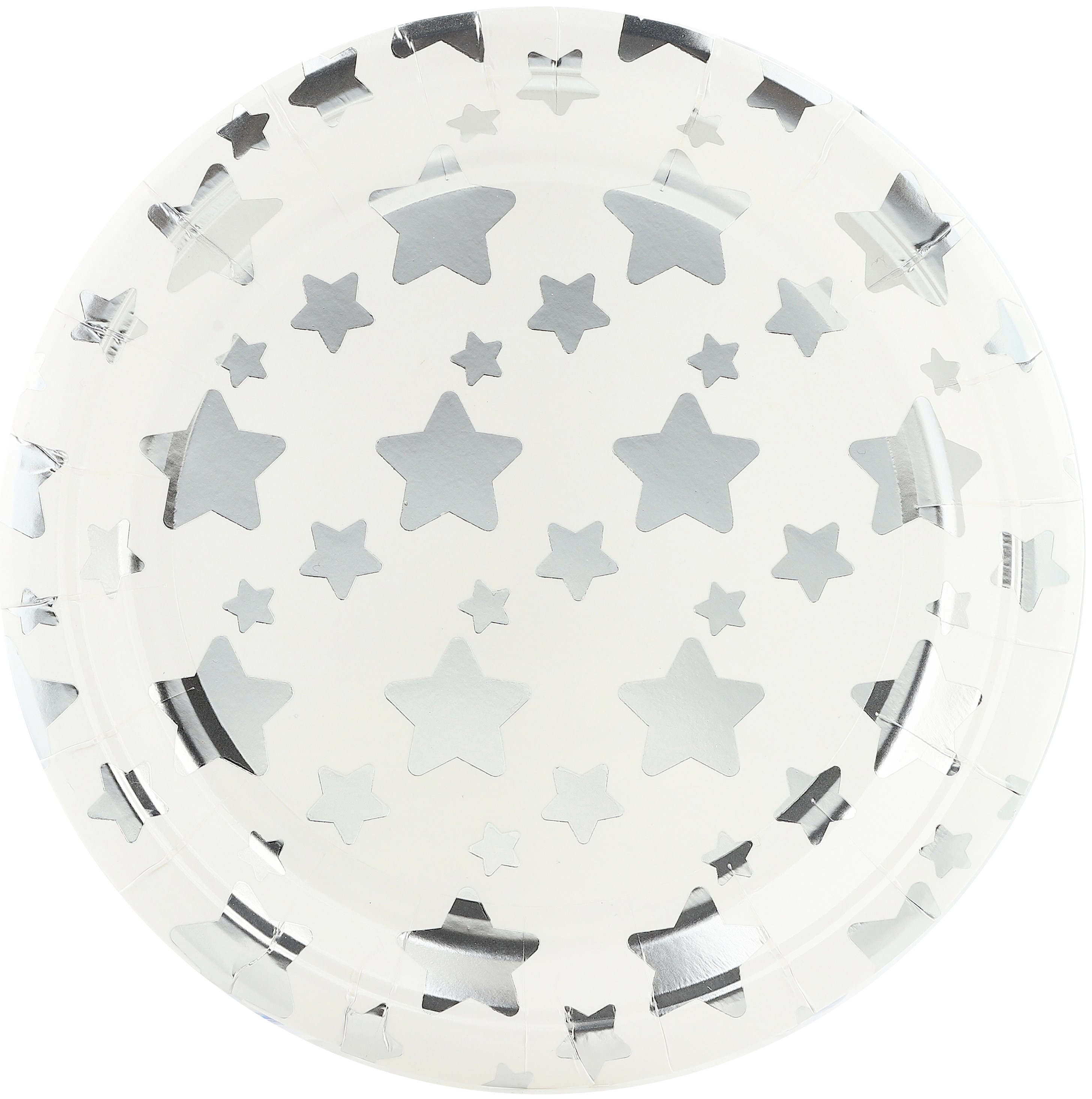 Тарелки (9''/23 см) Звезды Микс, Белый/Серебро, Металлик, 6 шт.