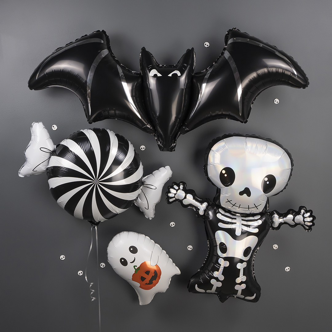 Шар (33''/84 см) Фигура, Скелет, Голография, 1 шт.