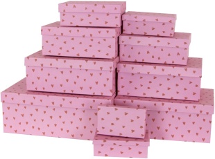 Набор коробок Сердечки, Розовый, 33*20*13 см, 10 шт. в упак. 