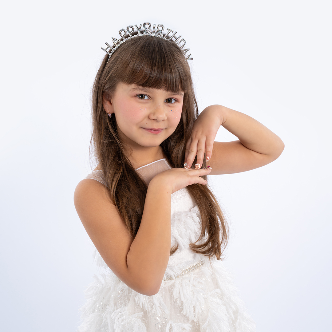 Ободок, Happy Birthday, Сверкающий жемчуг, Серебро, 1 шт. 