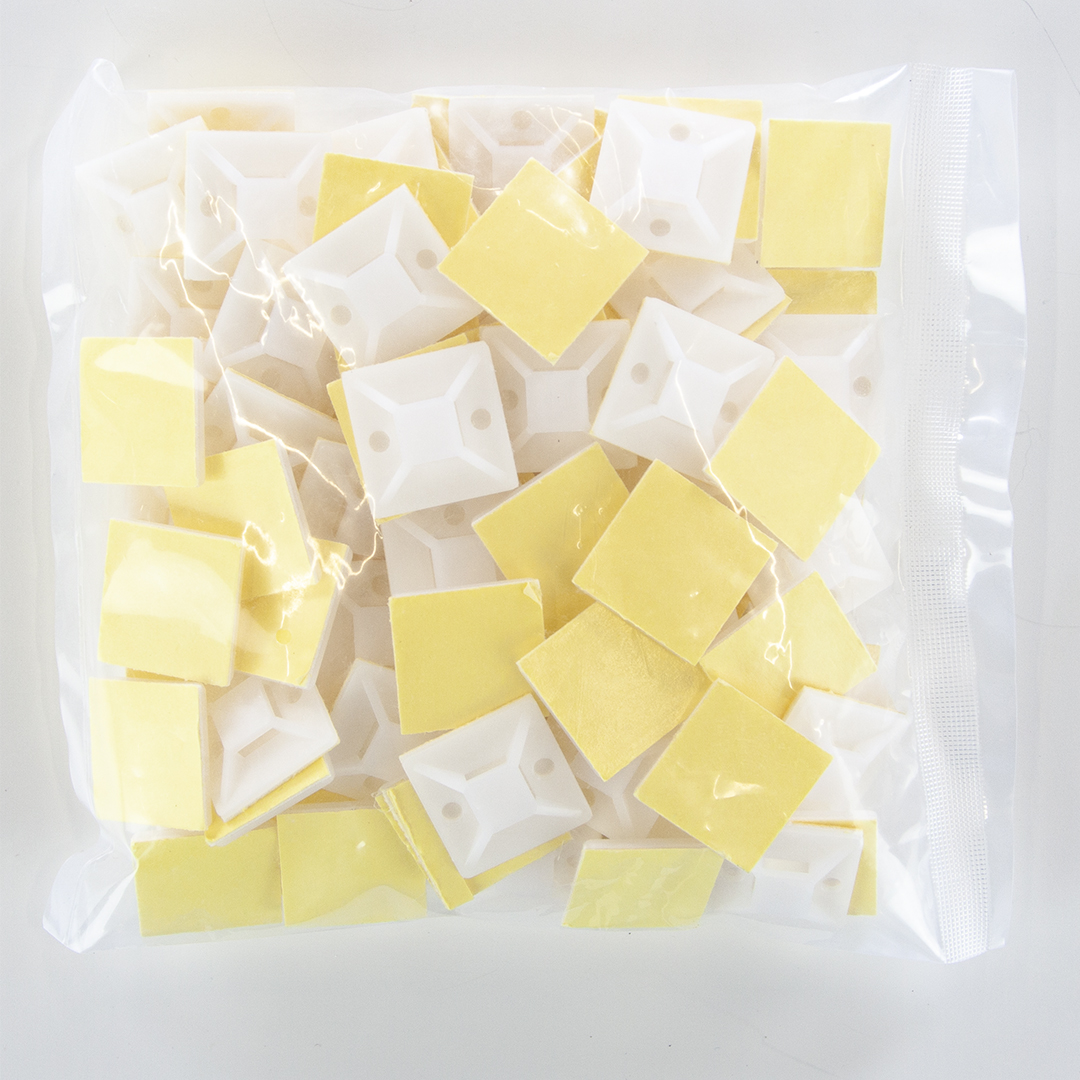 Монтажная база Крепеж самоклеящийся, 28*28 мм. Белый, 100 шт.