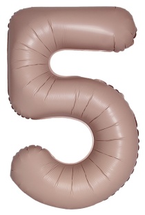 Шар (40''/102 см) Цифра, 5 Slim, Винтажная роза, Матовый, 1 шт.