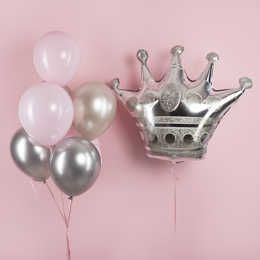 Шар (34''/86 см) Фигура, Корона, Серебро, 1 шт.
