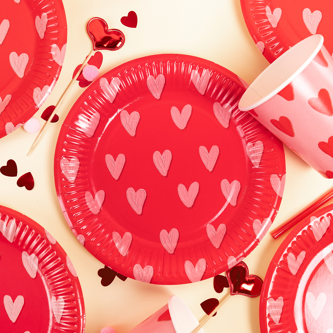 Тарелки (7''/18 см) Сердечки, 6 шт.