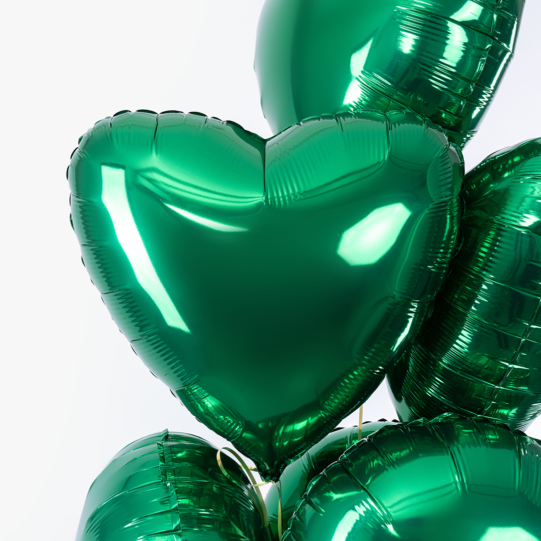 Шар (18''/46 см) Сердце, Зеленый, Сатин, 1 шт.