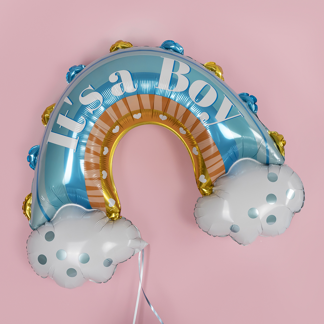 Шар (36''/91 см) Фигура, Радуга для мальчика, Голубой, 1 шт.