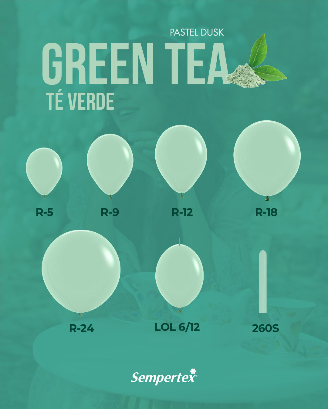 Шар (12''/30 см), Зеленый чай (126), пастель ретро, 12 шт.