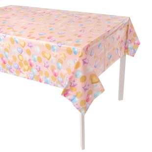 Скатерть одноразовая, Праздничные шарики, Розовый, 120*180 см, 1 шт.