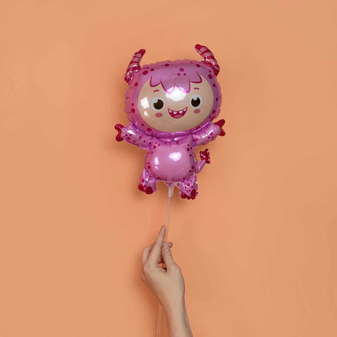 Шар (14''/36 см) Мини-фигура, Маленький чертенок, Розовый, 1 шт.