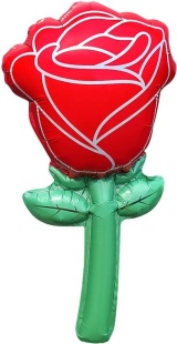 Шар с клапаном (17''/43 см) Мини-цветок, Роза, Красный, 5 шт. в уп. (цв.этик.)