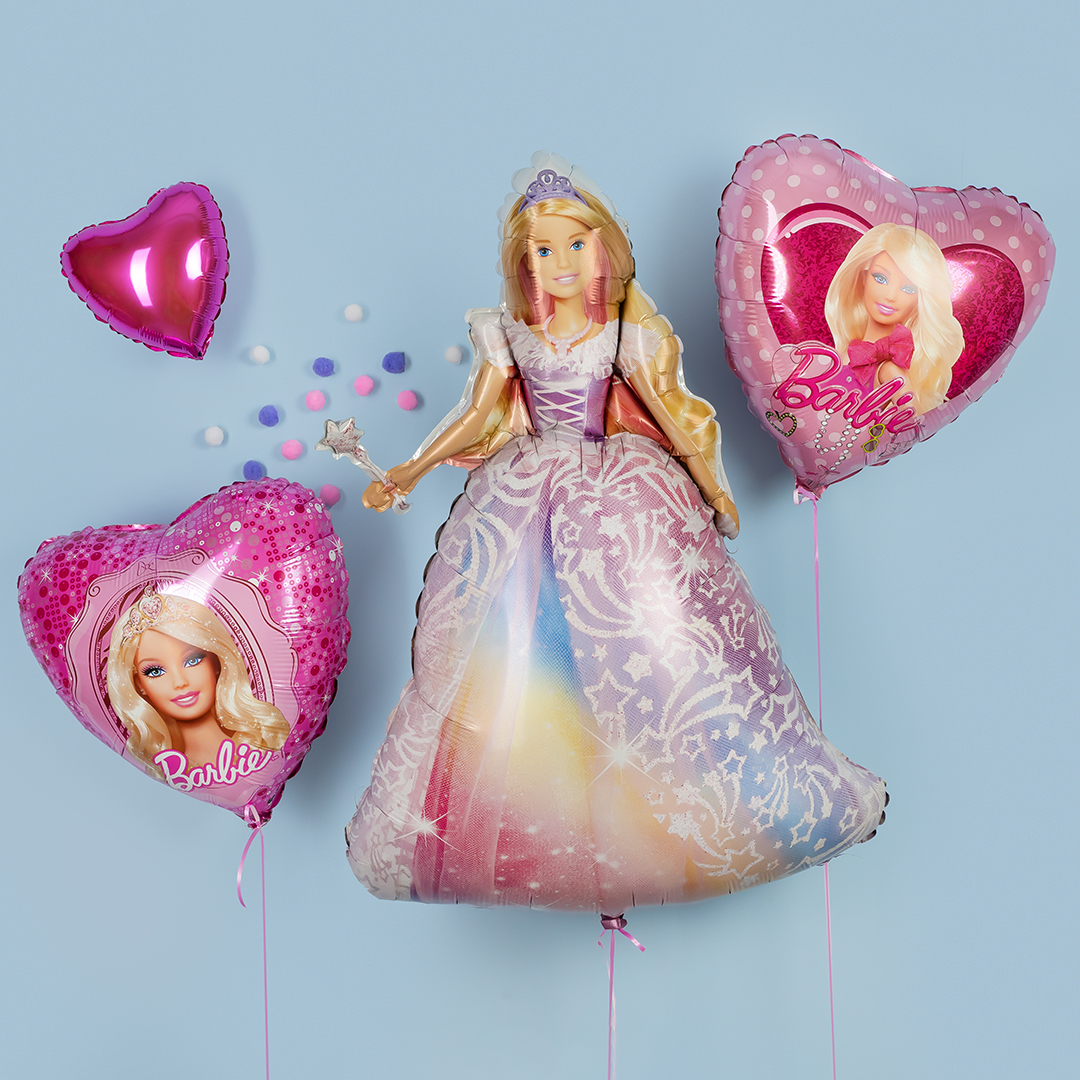Шар (18''/46 см) Сердце, Барби Принцесса, Розовый, 1 шт.
