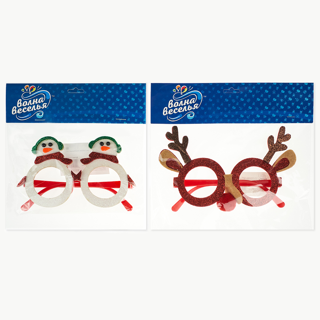 Очки, Оленьи рожки с носиком, Красный/Коричневый, 1 шт. 