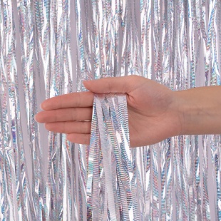 Занавес Дождик Сияние, Серебро, Голография, 100*200 см, 1 шт.