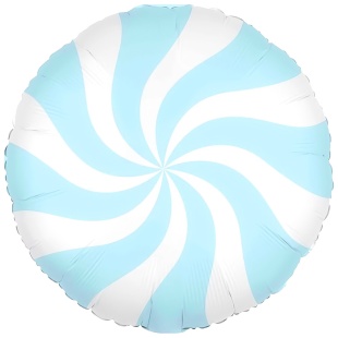 Шар (18''/46 см) Круг, Леденец, Голубой/Белый, 1 шт. в уп. (цв.этик.)