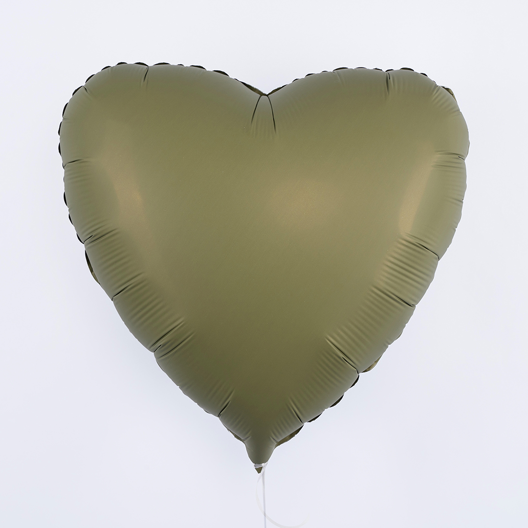 Шар (18''/46 см) Сердце, Оливковый, Матовый, 1 шт.