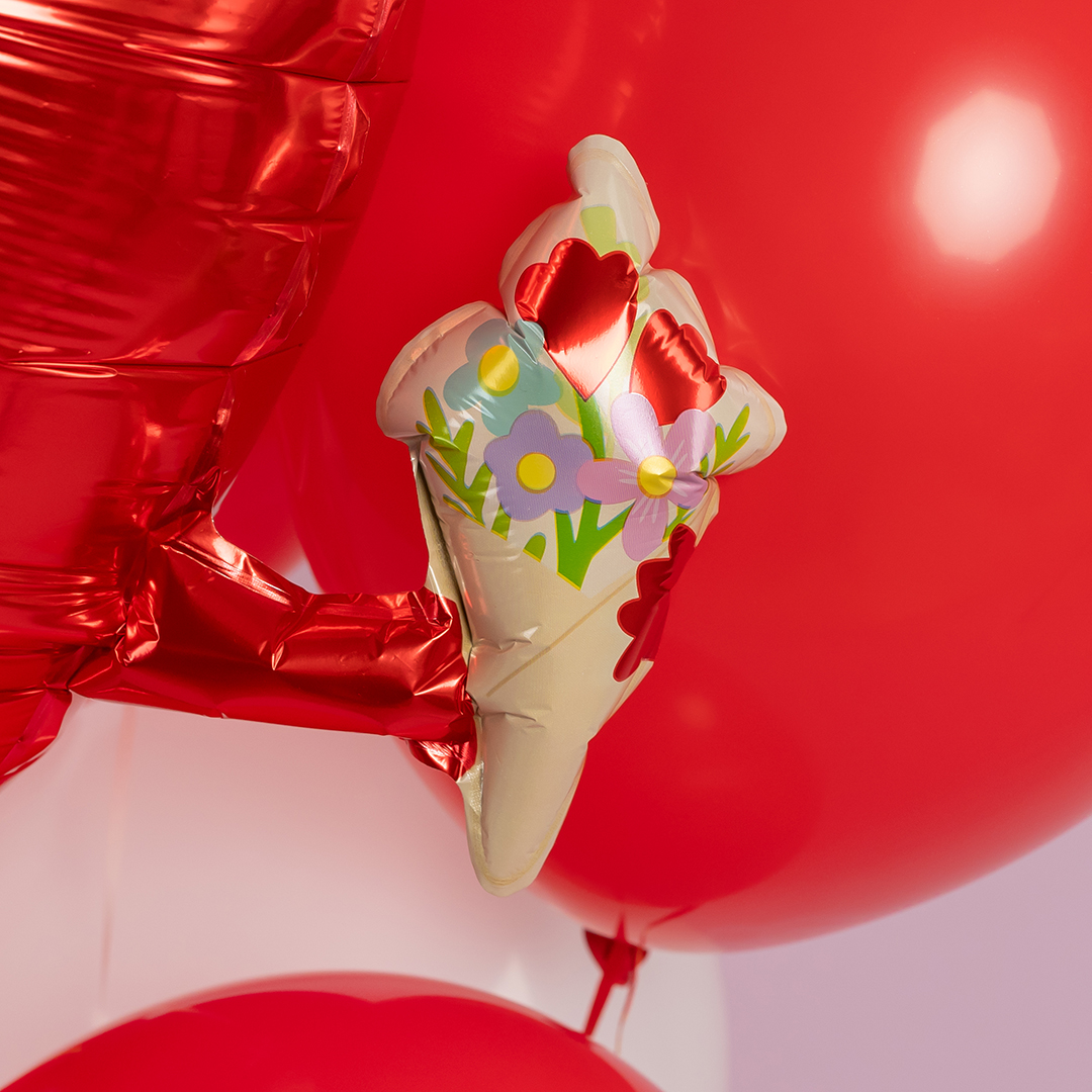 Шар (26''/66 см) Сердце, Влюбленный смайл, Красный, 1 шт.