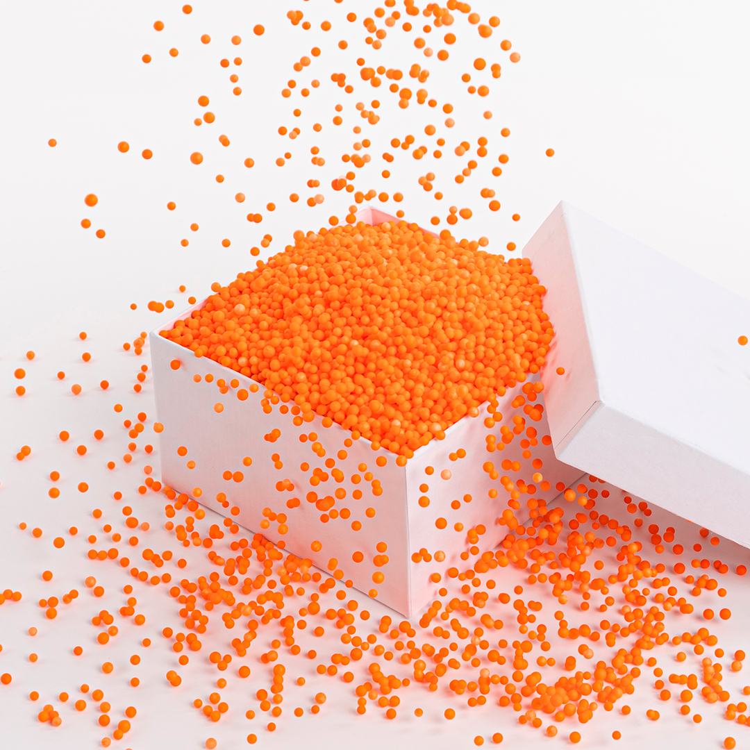 Шарики пенопласт, Оранжевый, 6-8 мм, 10 гр.