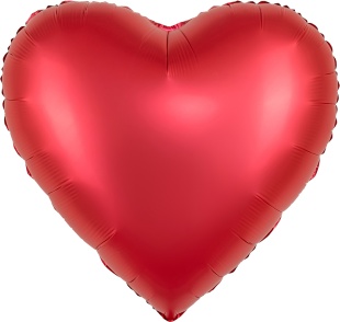 Шар (30''/76 см) Сердце, Красный, Сатин, 1 шт. в уп.
