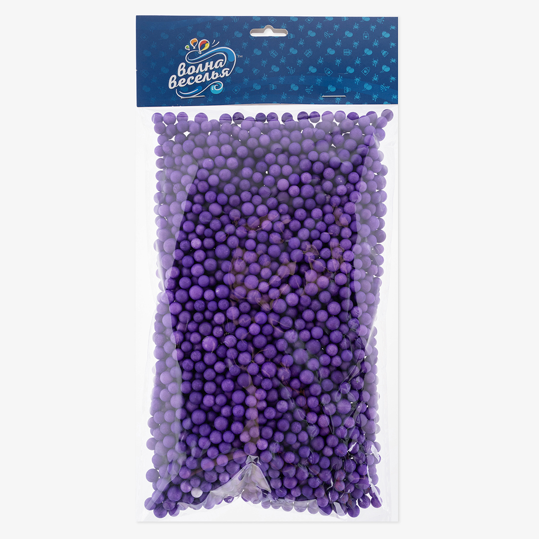 Шарики пенопласт, Фиолетовый, 6-8 мм, 10 гр.