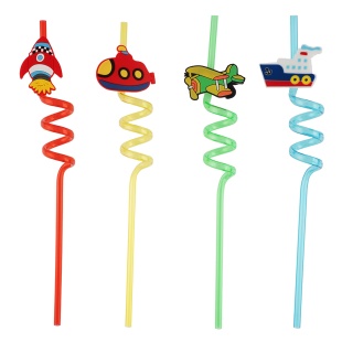 Трубочки для коктейлей (пластик), Транспорт, Ассорти, 4 шт. в упак. 