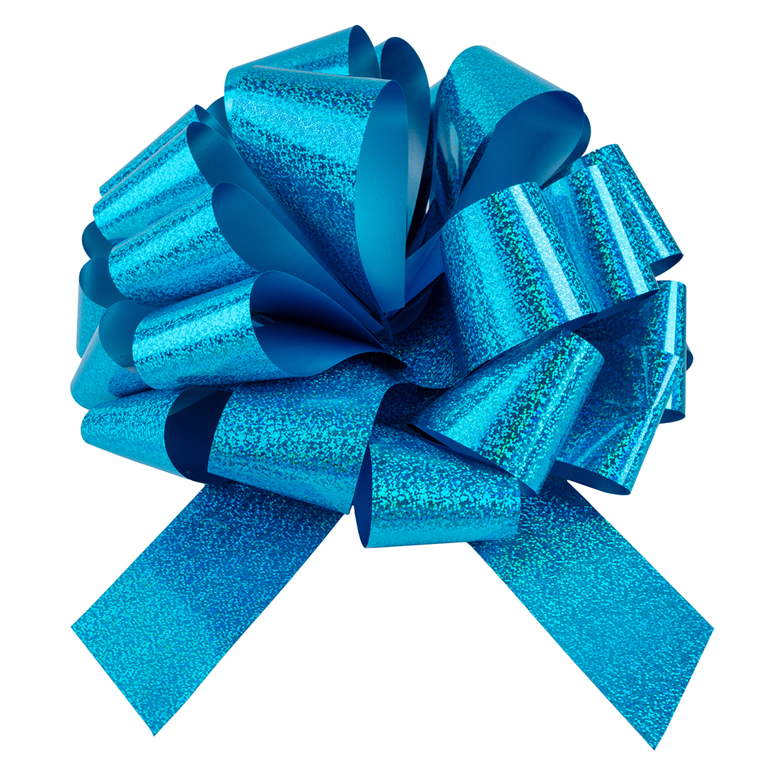 Бант Шар, Голубой, Голография, 36 см, 1 шт. в упак. 