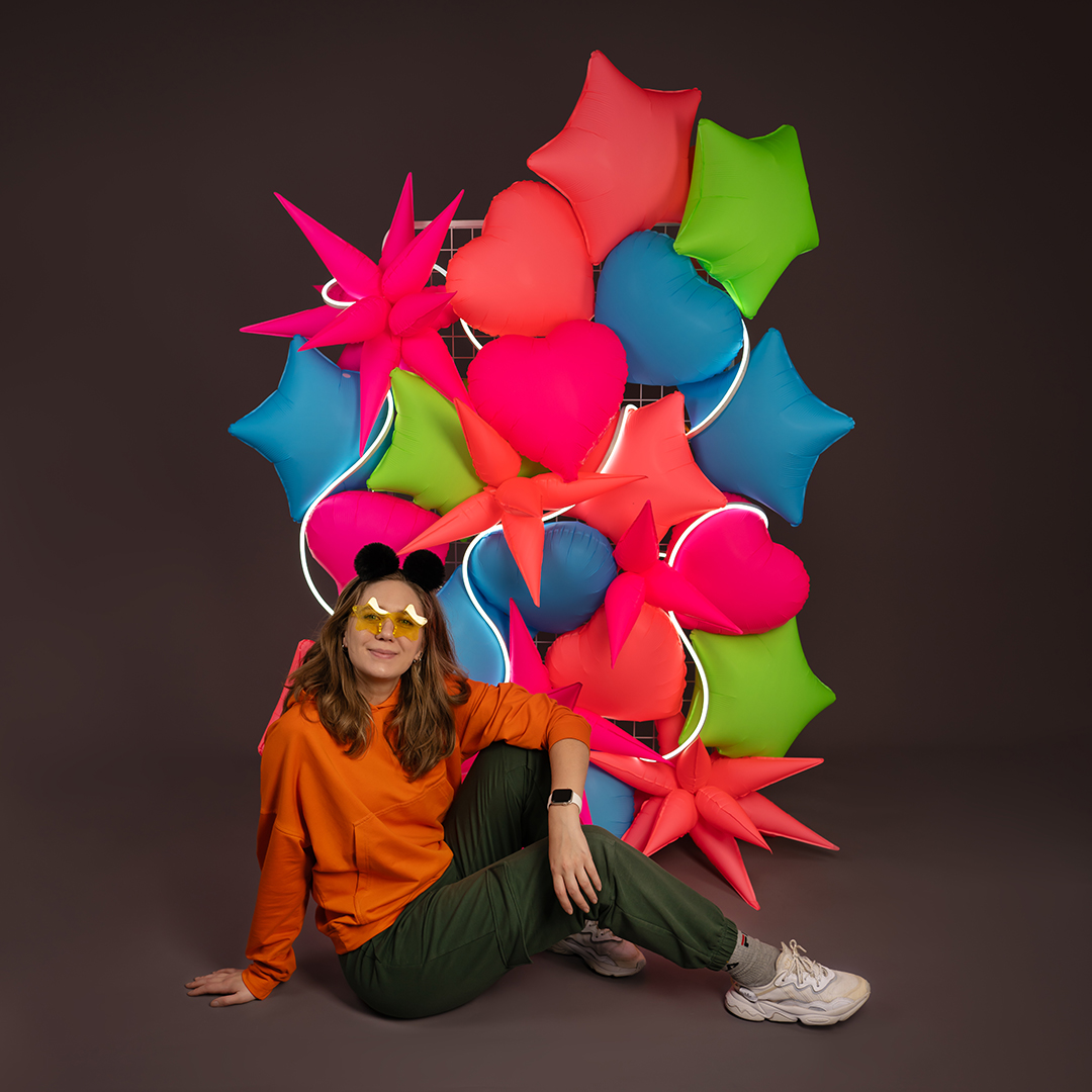 Шар (18''/46 см) Звезда, Розовый, Неон, 1 шт.