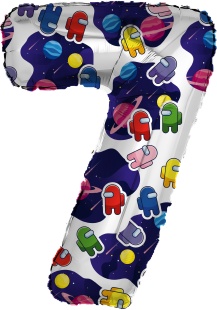 Шар (32''/81 см) Цифра, 7 Космонавтики, 1 шт. в уп.