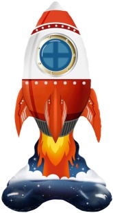 Шар 3D (35''/89 см) Фигура на подставке, Ракета, 1 шт. в уп.