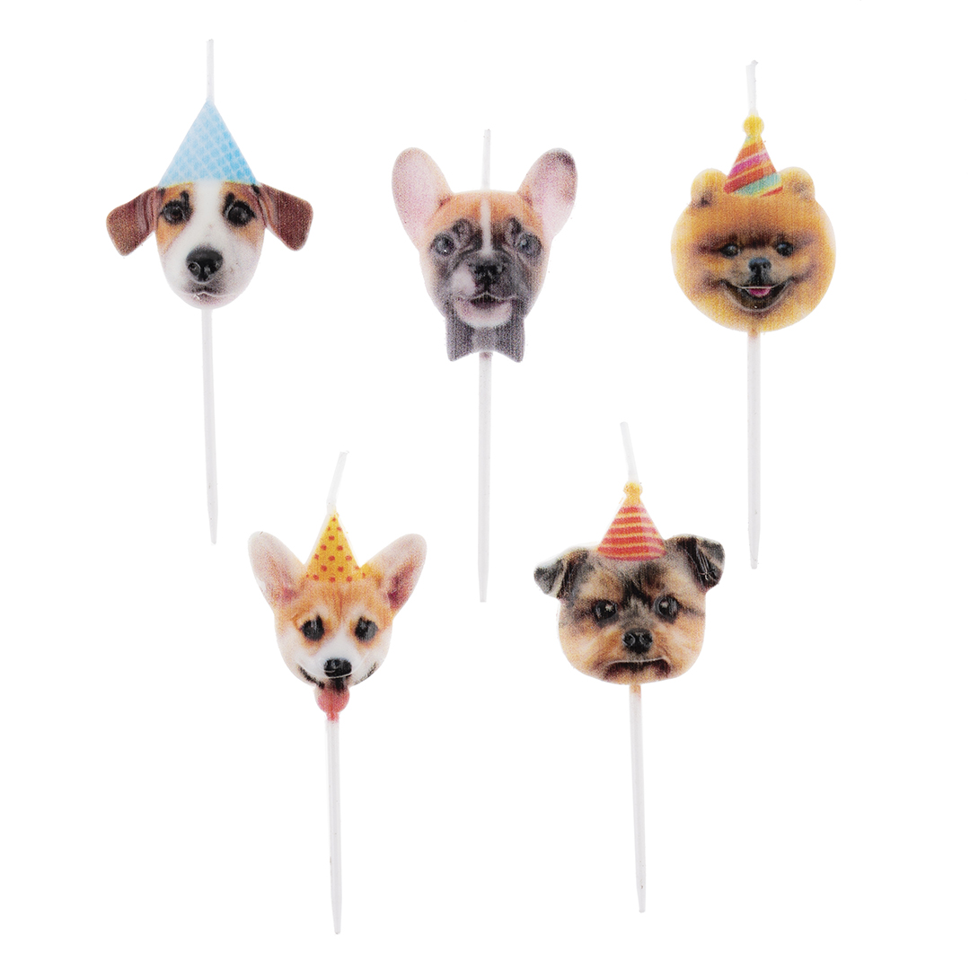Набор свечей Фигура, Собачки, 6 см, 5 шт. с держат.