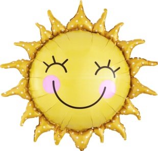 Шар с клапаном (17''/43 см) Мини-фигура, Солнце, Желтый, 5 шт. в уп. (цв.этик.)