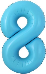 Шар с клапаном (16''/41 см) Мини-цифра, 8, Голубой, 1 шт.