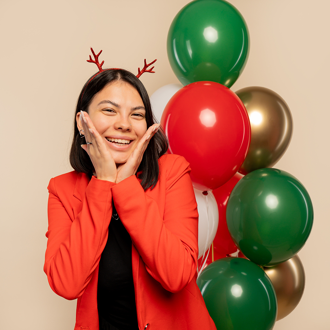 Ободок, Оленьи рожки, Красный, с блестками, 1 шт. 