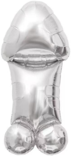 Шар (39''/99 см) Фигура, Мистер Пи-Пи, Дизайн НЮ, Серебро, 1 шт.