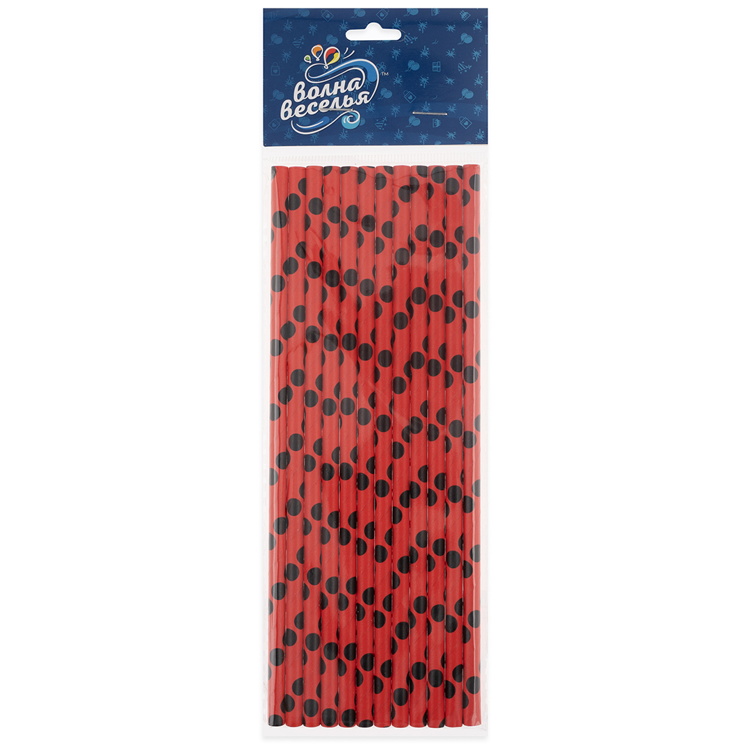Трубочки для коктейлей, Конфетти, Красный/Черный, 12 шт. в упак. 