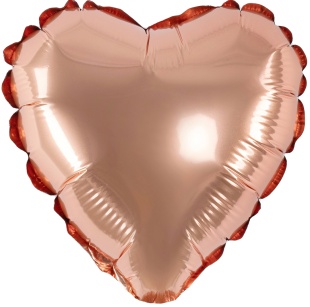 Шар с клапаном (5''/13 см) Микро-сердце, Розовое Золото, Металлик, 1 шт.