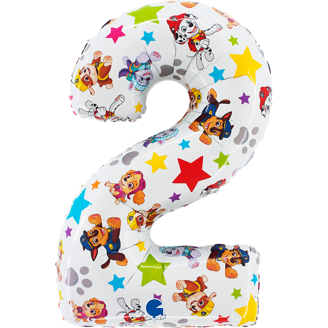 Шар (26''/66 см) Цифра, 2 Щенячий Патруль, 1 шт.