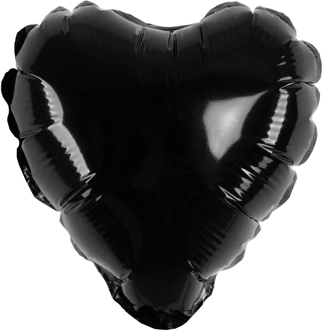 Шар с клапаном (5''/13 см) Микро-сердце, Черный, 1 шт.