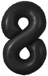 Шар с клапаном (16''/41 см) Мини-цифра, 8, Черный, Матовый, 1 шт.