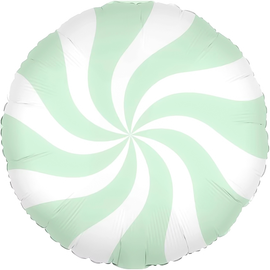Шар (18''/46 см) Круг, Леденец, Мятный/Белый, 1 шт.