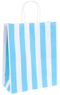 Пакет подарочный, Крафт 120гр, Полоски, Дизайн №1, Голубой, 21*15*8 см, 1 шт.
