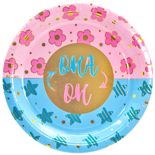 Тарелки (7''/18 см) Гендер Пати, Голубой/Розовый, Металлик, 6 шт.