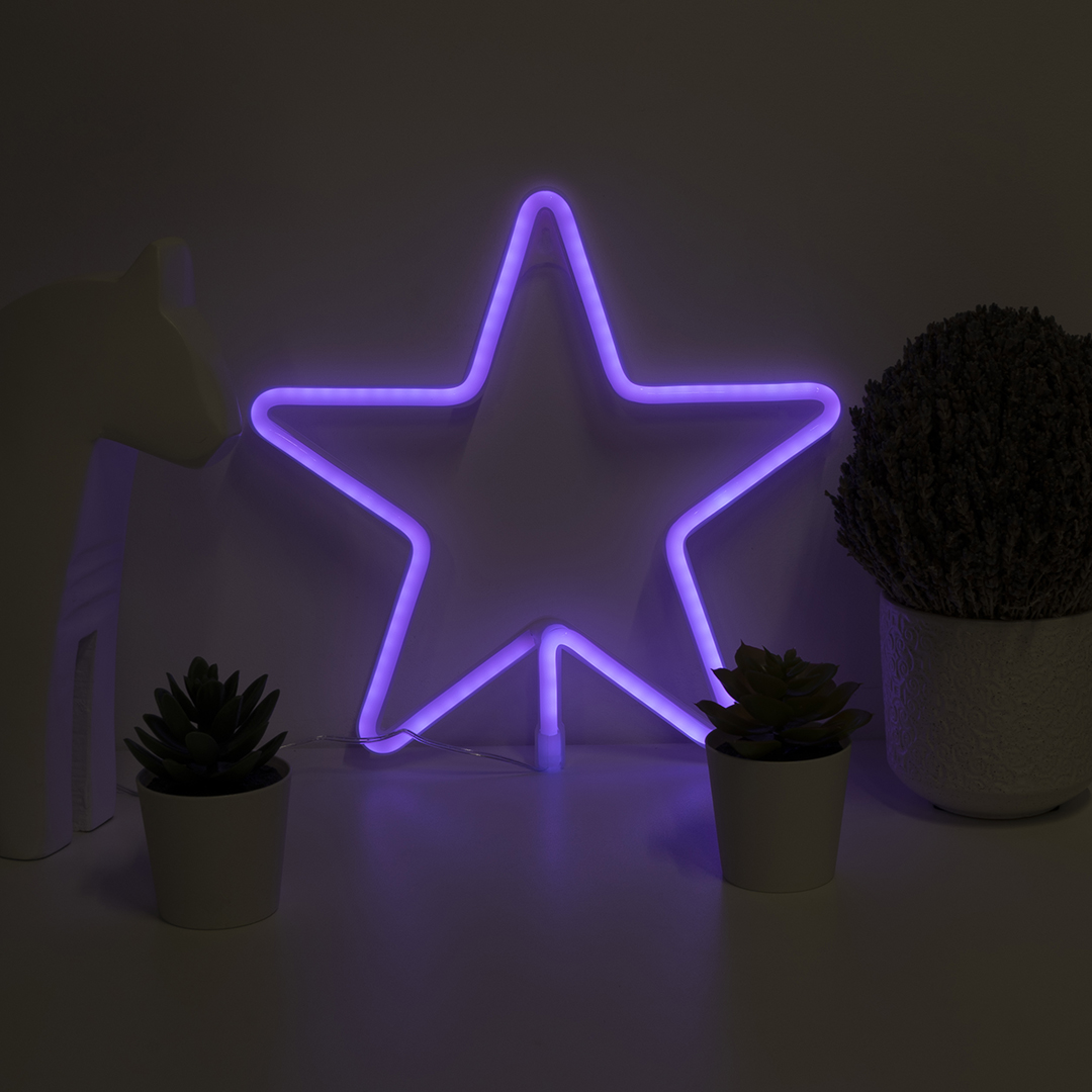 Световая фигура Звезда, 28*28 см. Сиреневый, 1 шт.