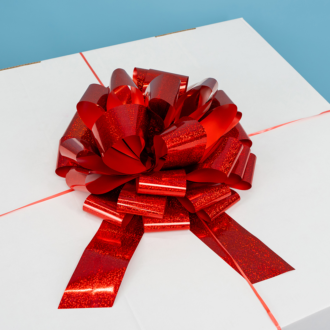 Бант Шар, Красный, Голография, 36 см, 1 шт. в упак. 