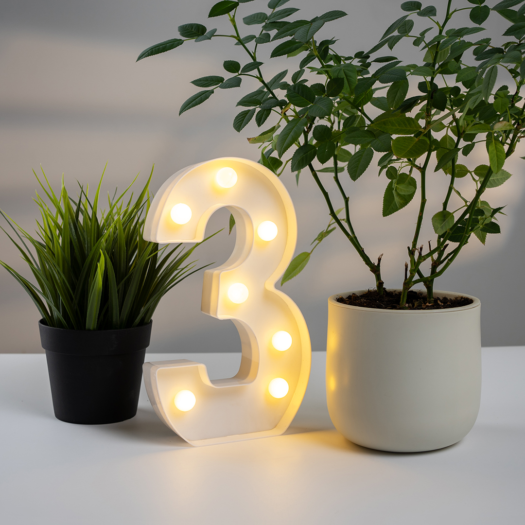 Световая фигура Цифра, 3, 21 см. Белый, 1 шт.