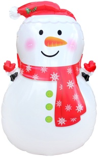 Шар (26''/66 см) Фигура, Снеговик в красном шарфе, 1 шт. в уп.