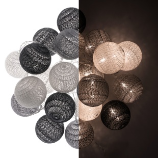 Светодиодная гирлянда Хлопковые клубочки, 20 Led, IP14, 3 м. Серый микс, 1 шт.