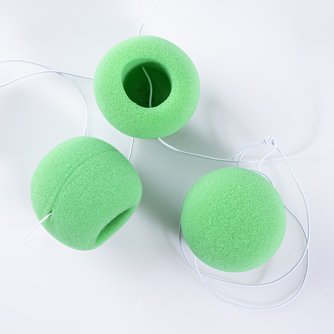 Нос клоуна, на резинке, Зеленый, 3 шт. в упак. 